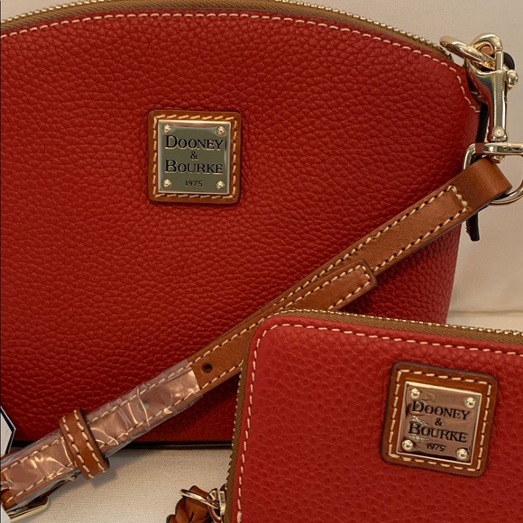 Dooney & Bourke Handbags - NWT Dooney & Bourke Red Crossbody Bag with Wallet Italian Pebble Grain Leather